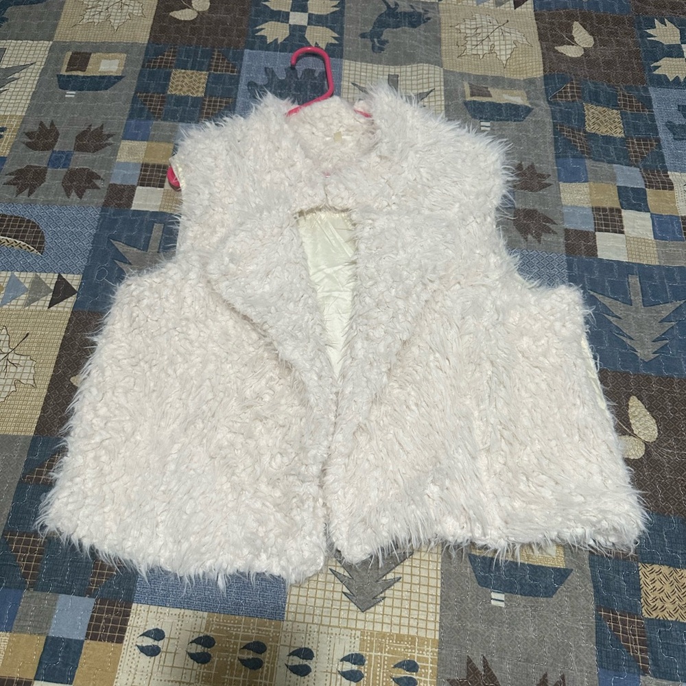 Kids Cream Faux Fur Vest